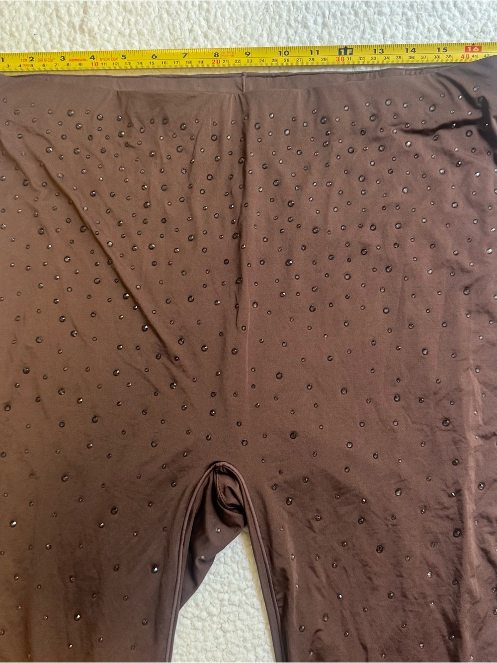 Skims Swarovski Crystal Jelly Sheer Cocoa Brown Leggings Size 2X XXL - Picture 10 of 11